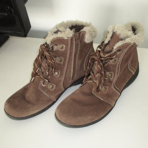 Earth Origins "Crowley" Womens Tan Leather & Fur Side Zip Hiking Boot - Size 11M - Picture 6 of 8